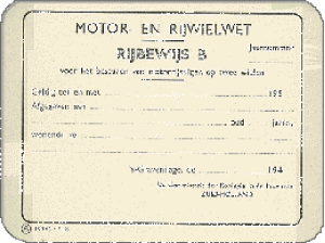 Historic Dutch driving licence issued in 1948